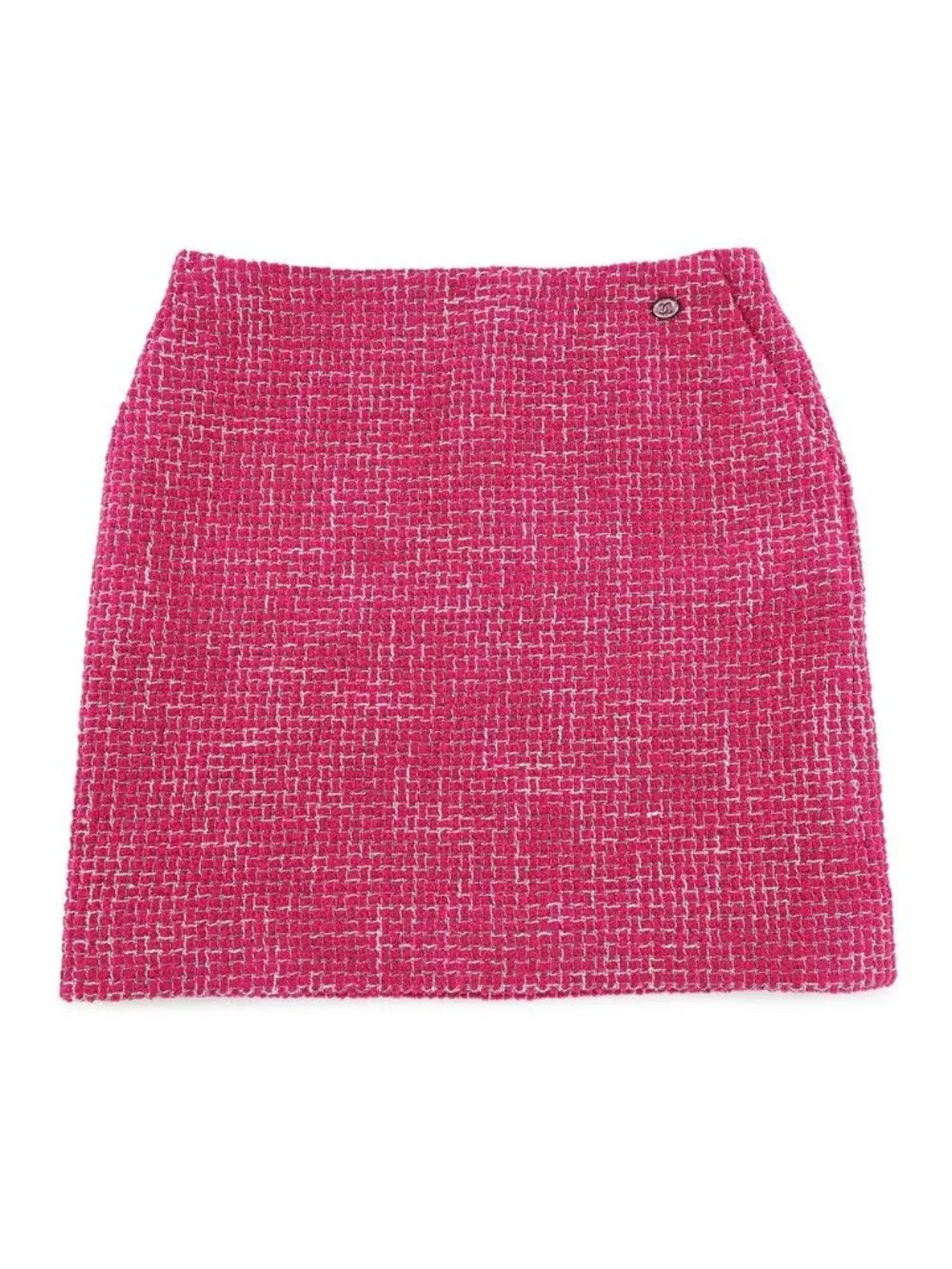 Chanel Skirt CC Logo Tweed White